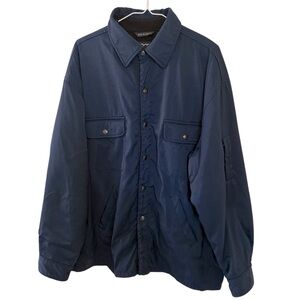 Vintage Roots Sherpa Lined Chore Coat Navy Blue Nylon Snaps Canada Mens Medium